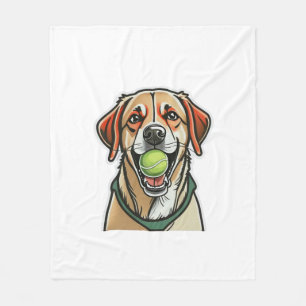 Labrador hond bijten tennisbal in zijn mond Klasse Fleece Deken