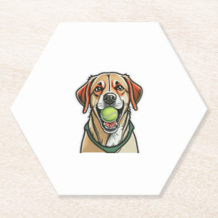 Labrador hond bijten tennisbal in zijn mond Klasse Kartonnen Onderzetters