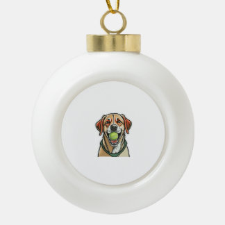 Labrador hond bijten tennisbal in zijn mond Klasse Keramische Bal Ornament