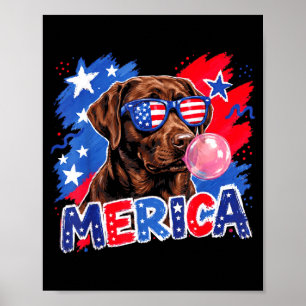 Labrador hond bubblegum 4 juli Amerikaanse vlag Poster