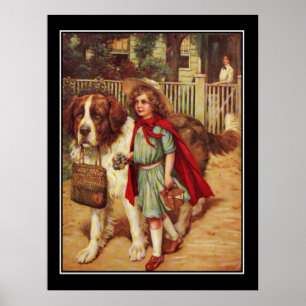 Labrador Hond en Meisje Vintage Poster