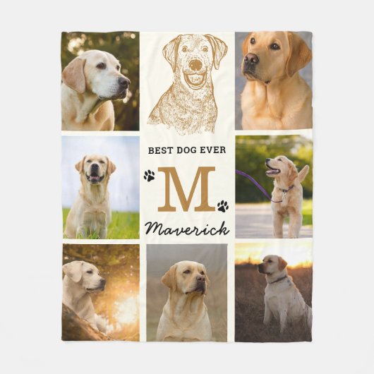 Labrador hond gepersonaliseerd fleece deken (Voorkant)