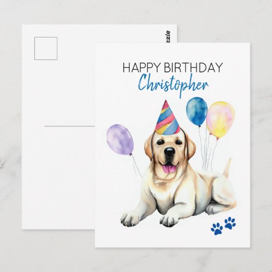 Labrador Hond Gepersonaliseerd Gelukkige Verjaarda Briefkaart (Voorkant / Achterkant)