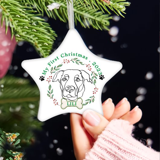 Labrador Hond Gepersonaliseerd Kerstcadeau Keramisch Ornament