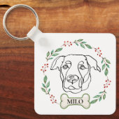 Labrador Hond Gepersonaliseerd Kerstcadeau Sleutelhanger (Voorkant)
