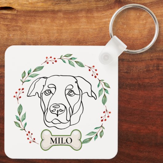 Labrador Hond Gepersonaliseerd Kerstcadeau Sleutelhanger (Achterkant)