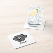 Labrador hond gepersonaliseerde hand tekening kartonnen onderzetters (Insitu)