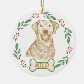 Labrador hond gepersonaliseerde hand tekening keramisch ornament (Voorkant)