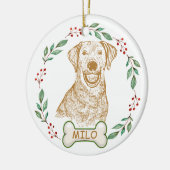 Labrador hond gepersonaliseerde hand tekening keramisch ornament (Links)