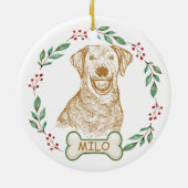 Labrador hond gepersonaliseerde hand tekening keramisch ornament (Achterkant)