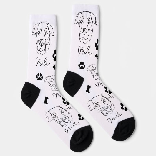 Labrador hond gepersonaliseerde hand tekening sokken (Rechts)