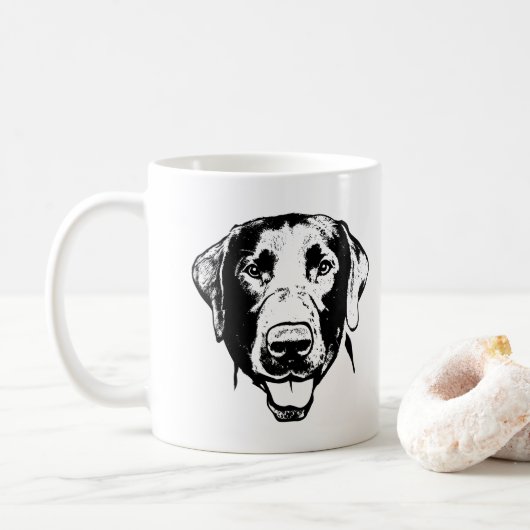 Labrador hond gepersonaliseerde tekening koffiemok (Met donut)