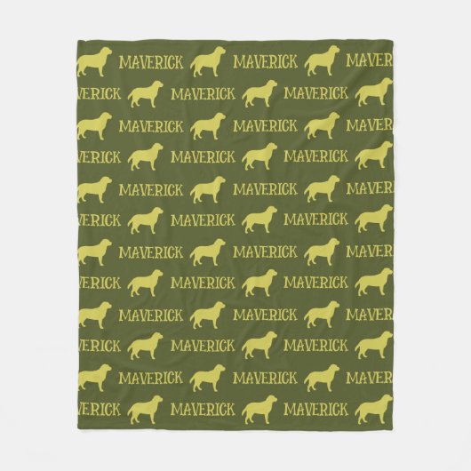 labrador hond, groene aangepaste naam herhalen fleece deken (Voorkant)