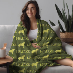 labrador hond, groene aangepaste naam herhalen fleece deken