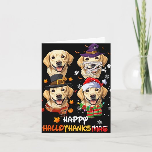 Labrador Hond Hallothanksmas Halloween Thanksgivin Kaart (Voorkant)