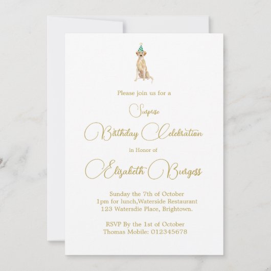 Labrador hond Happy Birthday Party Uitnodiging (Achterkant)