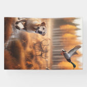 Labrador / hond in de herfsteendenjacht spandoek (Horizontaal)