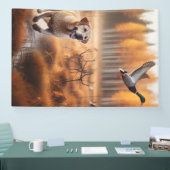 Labrador / hond in de herfsteendenjacht spandoek (Beurs)