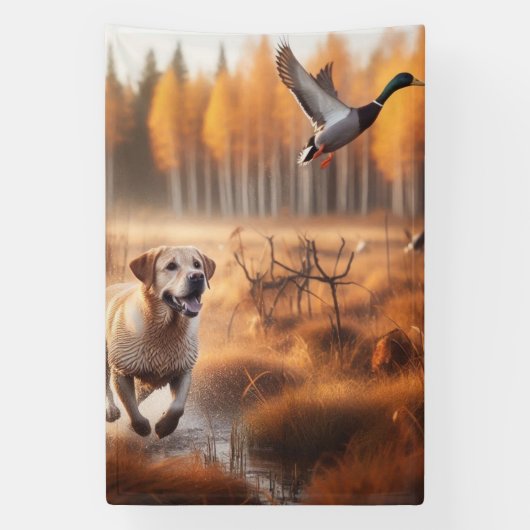 Labrador / hond in de herfsteendenjacht spandoek (Verticaal)