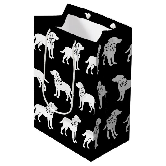 Labrador hond in grote geschenkboog medium cadeauzakje (Voorkant Gekanteld)
