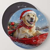 Labrador-hond in slee laat het sneeuwen Kerstmis Ronde Button 6,0 Cm (Voorkant /achterkant)