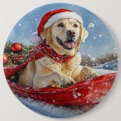 Labrador-hond in slee laat het sneeuwen Kerstmis Ronde Button 6,0 Cm (Voorkant)