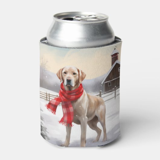 Labrador Hond in Sneeuw Kerstmis Blikjeskoeler (Blikje Voorkant)