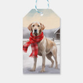 Labrador Hond in Sneeuw Kerstmis Cadeaulabel (Achterkant)
