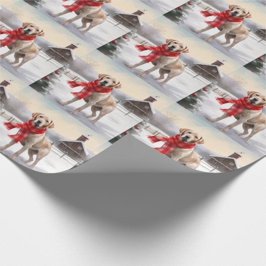 Labrador Hond in Sneeuw Kerstmis Cadeaupapier (Hoek)