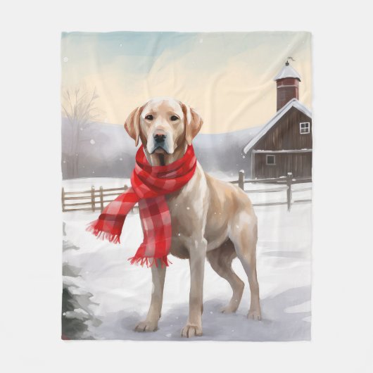 Labrador Hond in Sneeuw Kerstmis Fleece Deken (Voorkant)