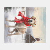 Labrador Hond in Sneeuw Kerstmis Fleece Deken (Voorkant (Horizontaal))