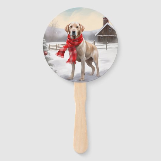 Labrador Hond in Sneeuw Kerstmis Handwaaier (Achterkant)