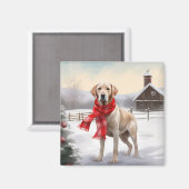 Labrador Hond in Sneeuw Kerstmis Magneet (Voorkant / Achterkant)