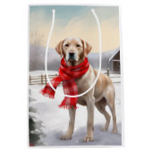 Labrador Hond in Sneeuw Kerstmis Medium Cadeauzakje (Voorkant)