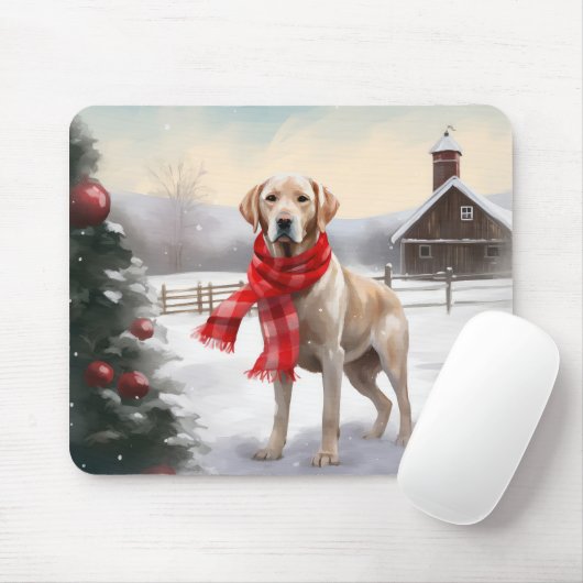 Labrador Hond in Sneeuw Kerstmis Muismat (Met muis)