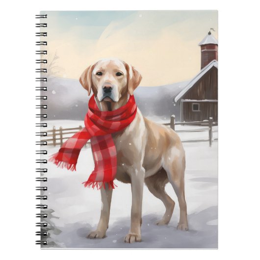 Labrador Hond in Sneeuw Kerstmis Notitieboek (Voorkant)