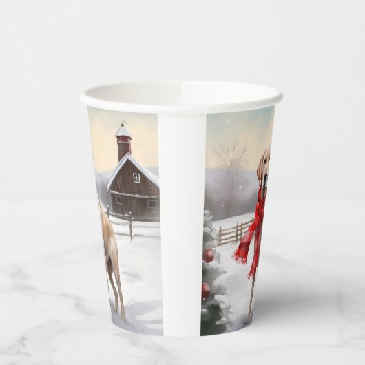 Labrador Hond in Sneeuw Kerstmis Papieren Bekers (Links)