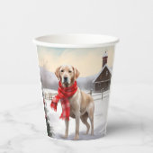 Labrador Hond in Sneeuw Kerstmis Papieren Bekers (Voorkant)
