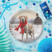 Labrador Hond in Sneeuw Kerstmis Papieren Bordje (Feest)