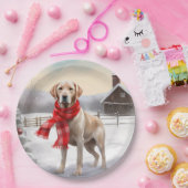 Labrador Hond in Sneeuw Kerstmis Papieren Bordje (Feest)