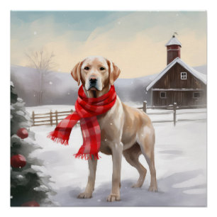 Labrador Hond in Sneeuw Kerstmis Perfect Poster