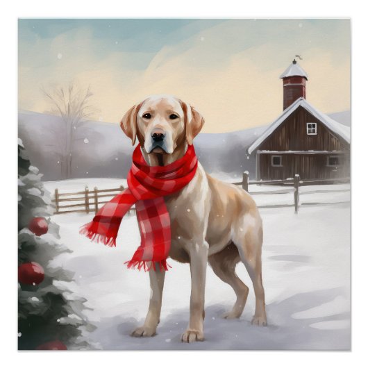 Labrador Hond in Sneeuw Kerstmis Perfect Poster (Voorkant)