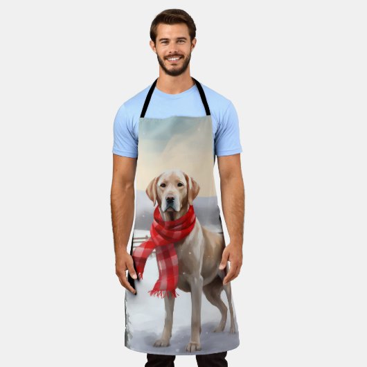 Labrador Hond in Sneeuw Kerstmis Schort (Gedragen)