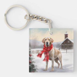 Labrador Hond in Sneeuw Kerstmis Sleutelhanger