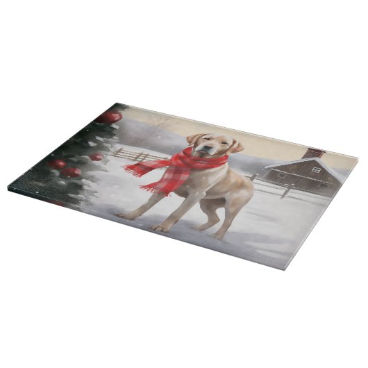 Labrador Hond in Sneeuw Kerstmis Snijplank (Hoek)