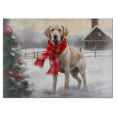 Labrador Hond in Sneeuw Kerstmis Snijplank (Voorkant)