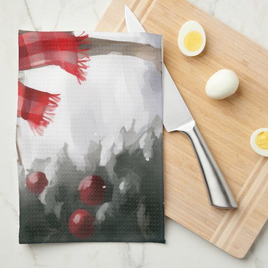 Labrador Hond in Sneeuw Kerstmis Theedoek (Quarter Fold)