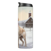 Labrador Hond in Sneeuw Kerstmis Thermosbeker (Geroteerd rechts)