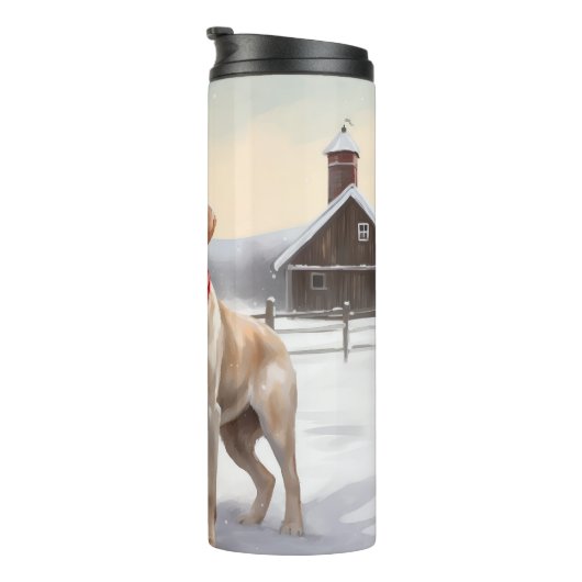 Labrador Hond in Sneeuw Kerstmis Thermosbeker (Geroteerd rechts)