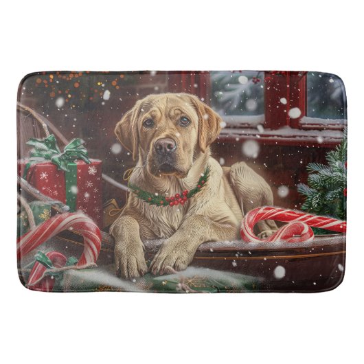 Labrador Hond Kerst Festiviteit Badmat (Voorkant)